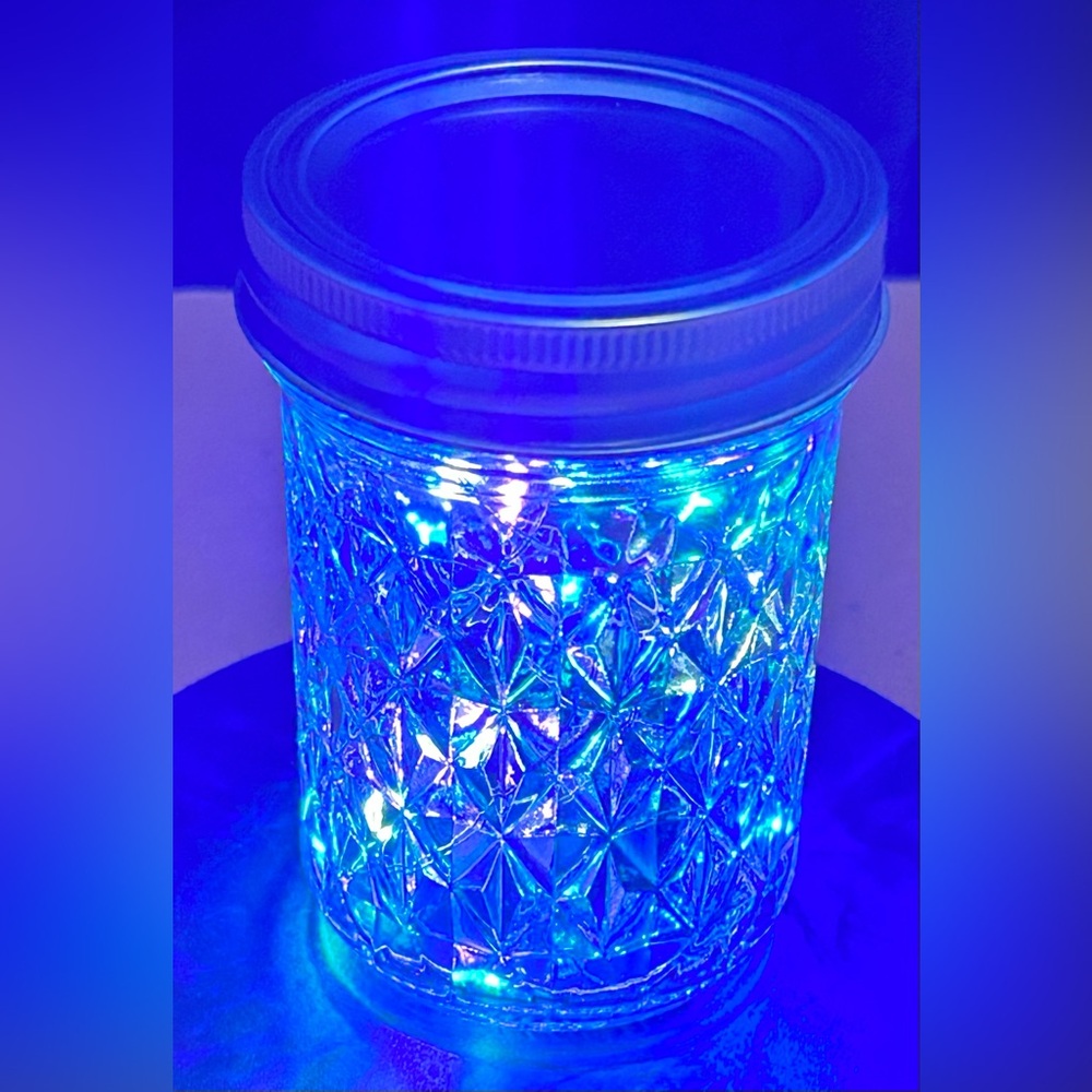 RAINBOW (*FLASHING*/SOLID) LED FAIRY-LIGHT 1/2 PINT MASON JAR/HANDMADE - Picture 5 of 7